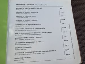 Menu  at Gloria Bendita in Malaga