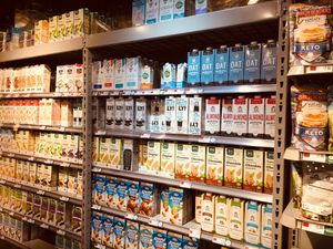 Plant milks at Whole Foods Market in New York City