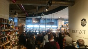 Long cue at Whole Foods Market in New York City