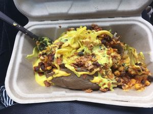 “The Scream”  with extra coconut bacon. Delicious!!! at Papas Hot Potatoes in Seattle