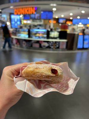 Vegan simple donut with strawberry filling  at Dunkin' - ION Orchard in Central Singapore