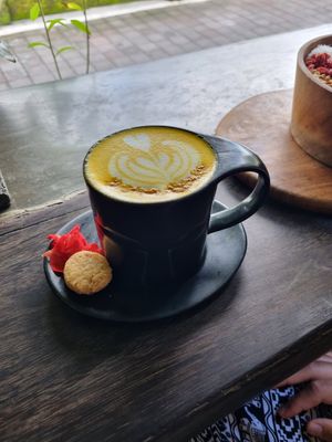 Turmeric Yogi Latte (with soy milk) at Mudra in Ubud