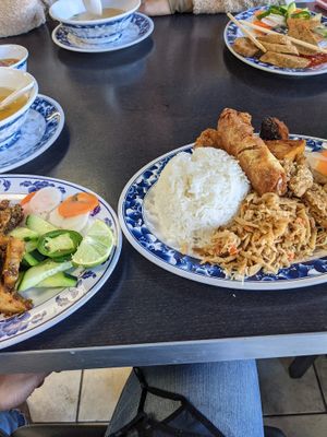 6 meat plate and lemon grass chicken at Veggie Life Restaurant in South El Monte
