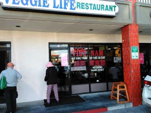 Rating of "A" on window when I went, very clean inside. at Veggie Life Restaurant in South El Monte