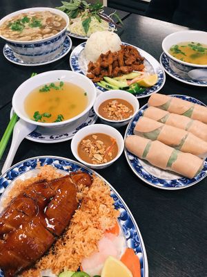PHO, Lemongrass Chicken, Ham Rolls, Roasted Chicken at Veggie Life Restaurant in South El Monte