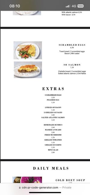 English menu  at Daily Poison in Vilnius