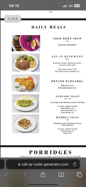 English menu  at Daily Poison in Vilnius