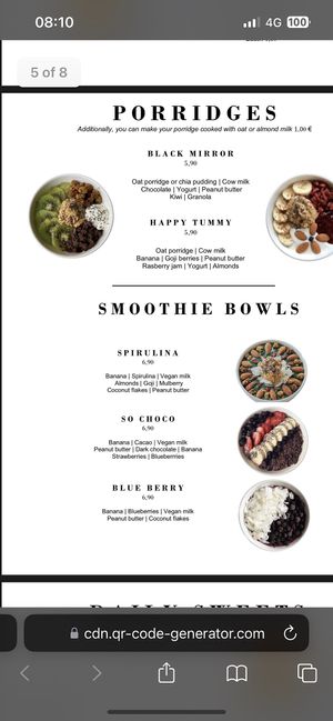 English menu  at Daily Poison in Vilnius