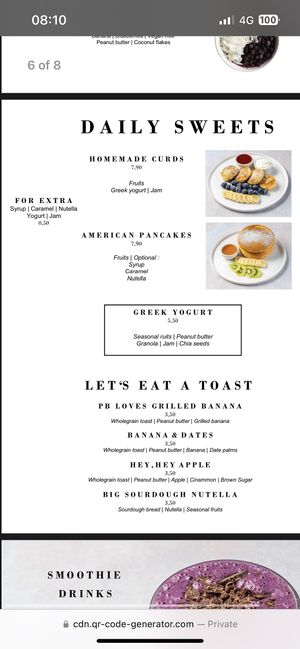 English menu  at Daily Poison in Vilnius