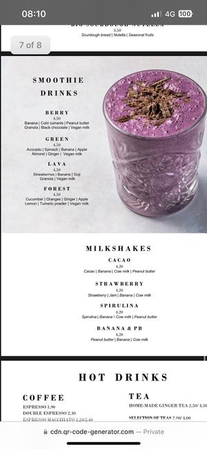 English menu  at Daily Poison in Vilnius