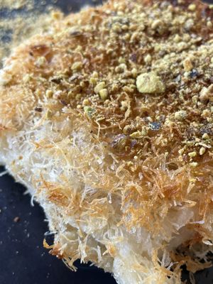 Kunaffe cake - this one wasn’t as sweet as you would get in authentic Arab restaurant- and I actually loved it much better.   at Shakti in Beer Sheva