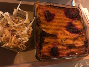 Great vegan Lazania at Shakti in Beer Sheva