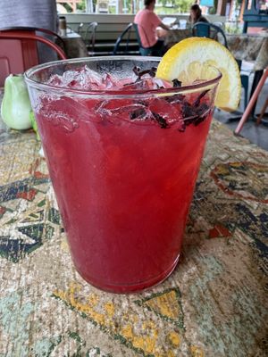 Seasonal hibiscus ginger tea special.  at Wild Craft Eatery in Boone
