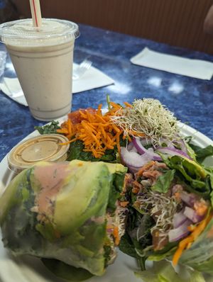 Vegan date shake and veggie wrap at Nature's Health Food and Cafe in Palm Springs