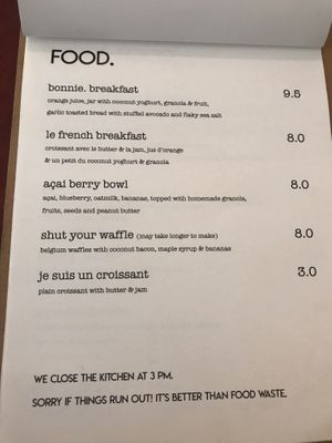 Menu food at Bonnie in Arnhem