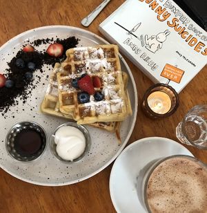 Shut your waffle with fruit ,oreo crumble and coconut yoghurt at Bonnie in Arnhem