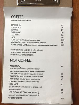 Menu at Bonnie in Arnhem