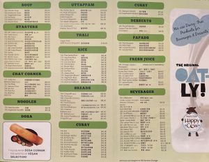 Vegan menu  at Woodlands (Tsim Sha Tsui) in Kowloon