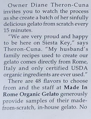  at Made In Rome Organic Gelato in Siesta Key
