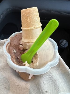 Chocolate and peanut butter  at Made In Rome Organic Gelato in Siesta Key