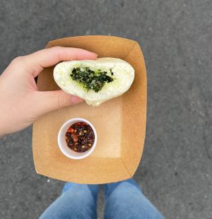 inside veg bun   at House of Bao in San Diego