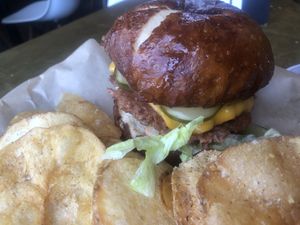 Double beyond burger ❤️ at Modern Times Far West Lounge in Encinitas