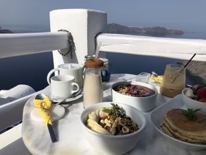 Breakfast with a view at Galini Cafe in Santorini