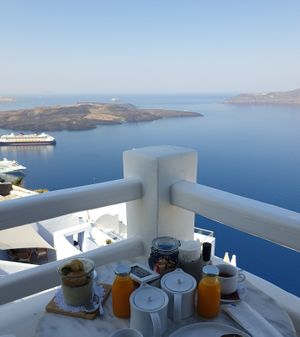 The view at Galini Cafe in Santorini