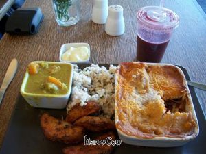 Vegan lasagna with roasted potatoes. at InSpiral Lounge in North West London