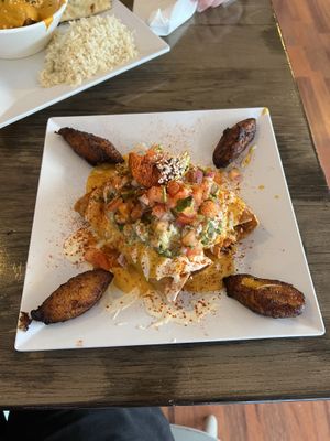 Loaded nachos with plantains  at Arles and Boggs  in Wallingford
