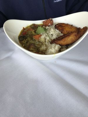 Curry stew, side of plantains   at Arles and Boggs  in Wallingford