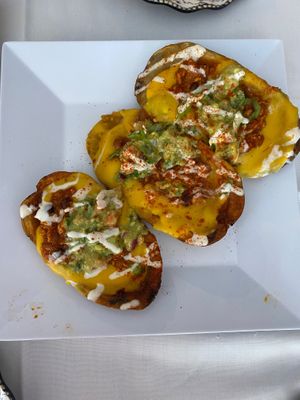 Loaded Potato Skins were amazing!! at Arles and Boggs  in Wallingford