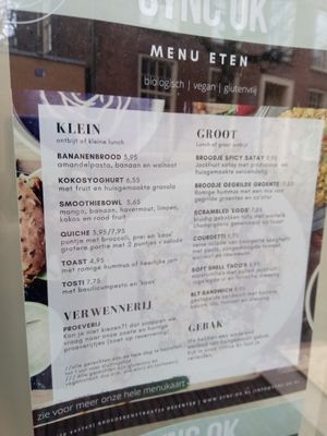 Food menu at Sync-Ok in Deventer
