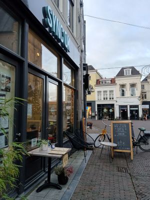 Entrance to the cafe at Sync-Ok in Deventer