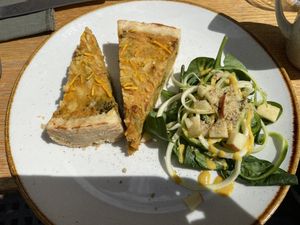 Quiche, bigger portion (you can also get a smaller portion with just 1 piece of quiche) at Sync-Ok in Deventer