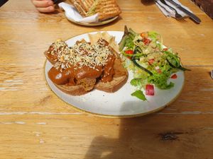 peanut sauce sandwich  at Sync-Ok in Deventer