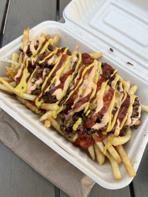 These Loaded Fries were amazing!! 🤯  at Veg'n out in San Diego