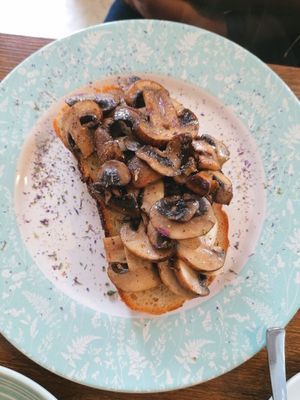 Mushroom and truffle oil on sourdough at The Greenhouse in Horsforth