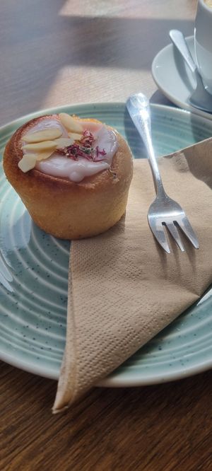 Rhubarb and almond cake at The Greenhouse in Horsforth