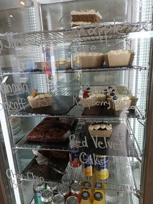 The cake cabinet at The Greenhouse in Horsforth