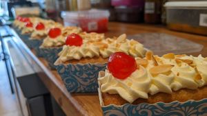 Almond and Glace cherries mini cakes  at The Greenhouse in Horsforth