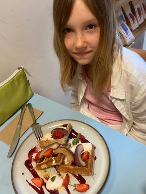 Sweet waffles!  at Sacred Grounds in Exeter