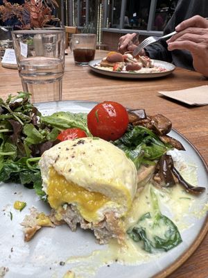 Vegan poached egg  at Sacred Grounds in Exeter