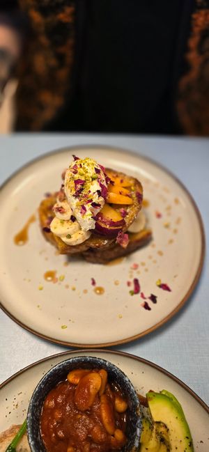 Banana French toast. Delicious and very well presented. at Sacred Grounds in Exeter