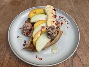 Children's menu waffle at Sacred Grounds in Exeter