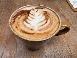 Oat cappucino at Sacred Grounds in Exeter