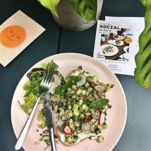 smorbrod 2 - delicious. the tzatziki was incredible!! at Sacred Grounds in Exeter