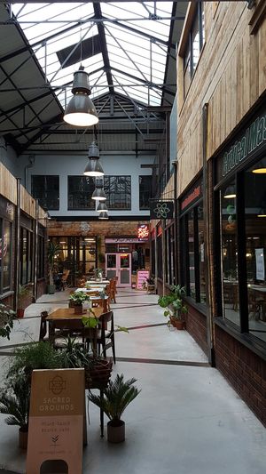 Outside seating at Sacred Grounds in Exeter