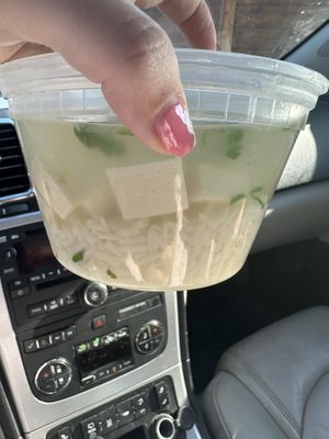 Rice soup with veg broth and tofu bits…..❤️  at Taste of Thai in East Lansing