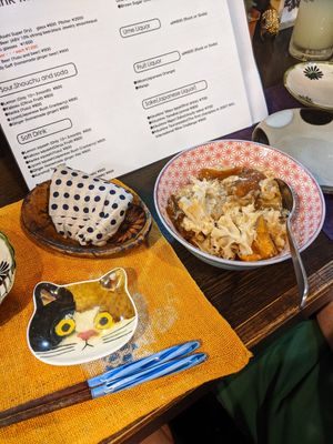 Mushrooms and place setting at Yasai Izakaya Genki in Tokyo